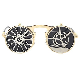 Gafas de sol estilo steampunk gótico retro para mujeres y hombres, con  marco de metal y lente redonda