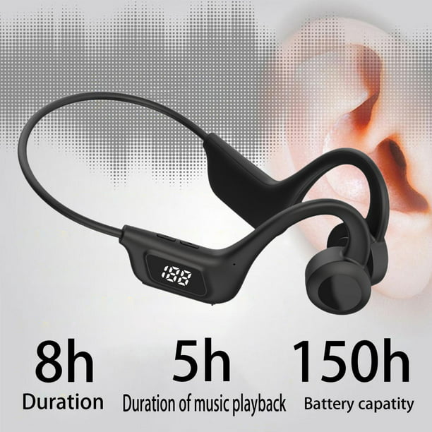 Auriculares de conducción ósea Bluetooth 5.2 U9, con cable de carga tipo C,  distancia de transmisión de 10 m, auriculares para s manos , negro