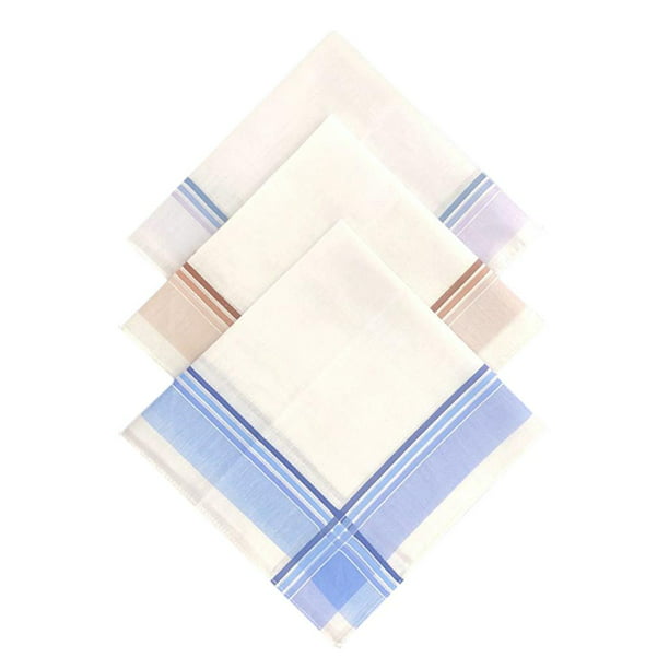 Paquete surtido de pañuelos de algodón con borde de color blanco para hombre