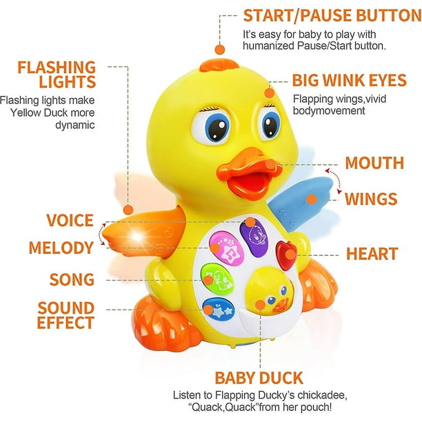 Juguetes musicales para bebés 6/9/12 meses +, juguete musical de pato bebé,  juguete interactivo de aprendizaje para bebés, juguete de actividad para  gatear con música y luces para bebés, 6-3 Rojo Verde