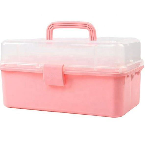 Caja de herramientas rosa para mujer, caja organizadora de costura, arte y  manualidades, caja de herramientas de plástico pequeña y grande con asa