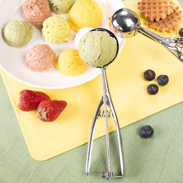 2 cucharas de acero inoxidable para helado, cuchara de helado resistente  con gatillo de metal para cuchara de helado para cuchara de frutas,  helados