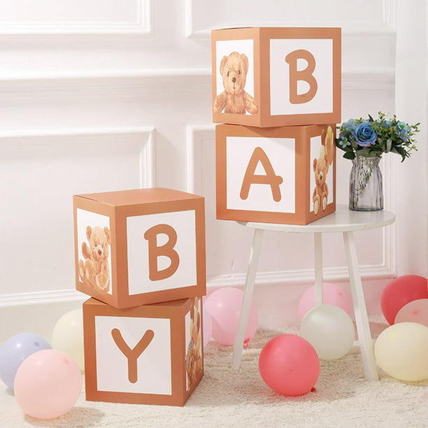 Cajas de bebé con letras Shower, bloques de cajas de globos con letras para  fiesta de revelación de Sunnimix Cajas de Globos