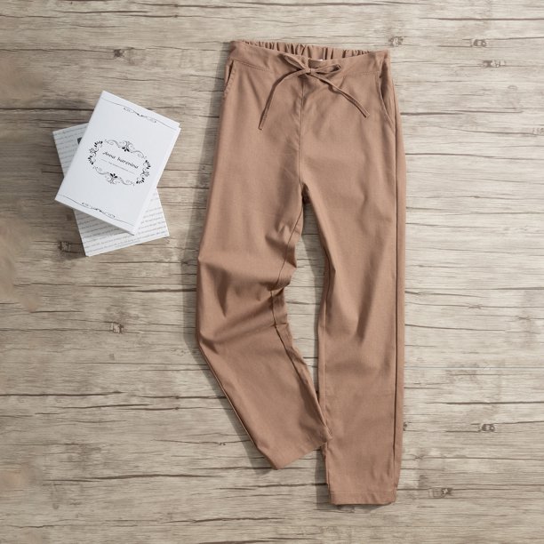 Pantalones chinos de cintura elástica y dobladillo para mujer