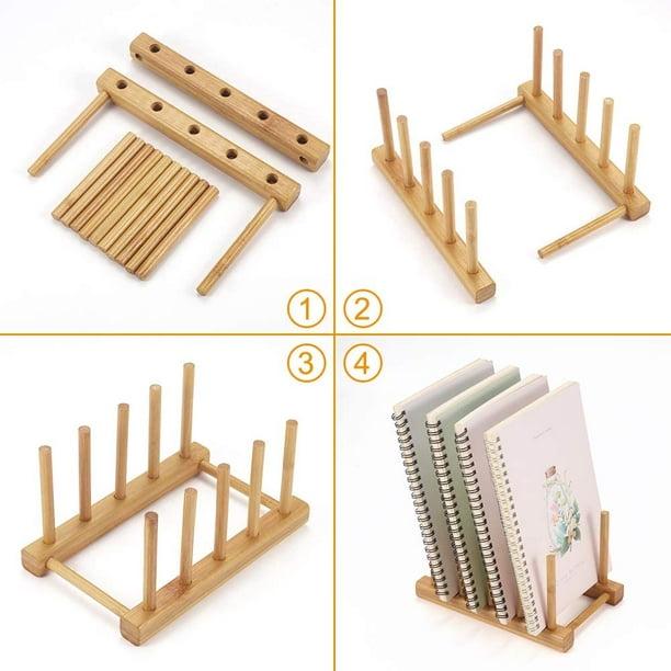Soporte para utensilios de bambú para escurridor de platos, cubiertos,  cubiertos y utensilios de secado, se adapta a los estantes de secado de  platos