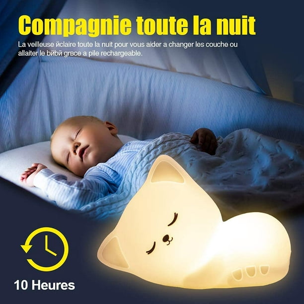 Luz nocturna para bebé, luz nocturna recargable para niños gato