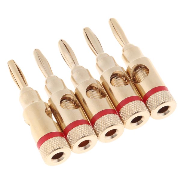 Conector Banana Dual Sin Soldadura Type Gold Plated Rojo