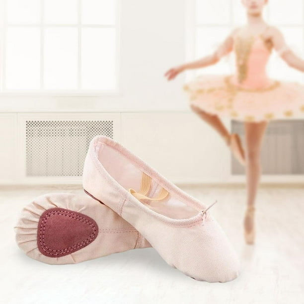 Zapatos de ballet de moda Rendimiento Gimnasia Lona Fitness Pisos suaves  Suela dividida Rosa claro 28 Colcomx Zapatilla Ballet Niña