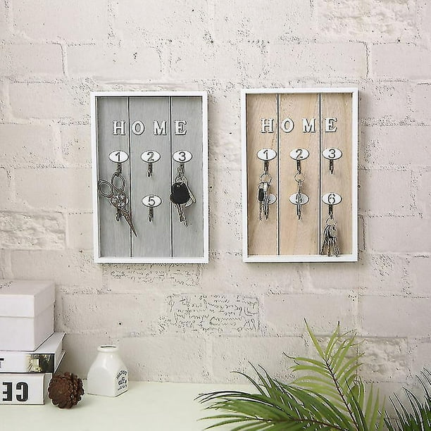 Armario para llaves de madera, 30 x 20 cm, blanco, con 6 ganchos, soporte  para llaves de pared (key Home White) Baobao YONGSHENG 8390613148230