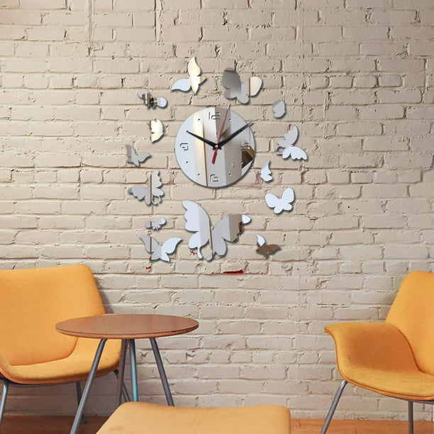 1pc Reloj De Pared, DIY 3D Arte Espejo Pegatina De Pared, Estilo Nórdico  Mariposa Pegatina Reloj De Pared De Arte Moderno Decoración Del Hogar