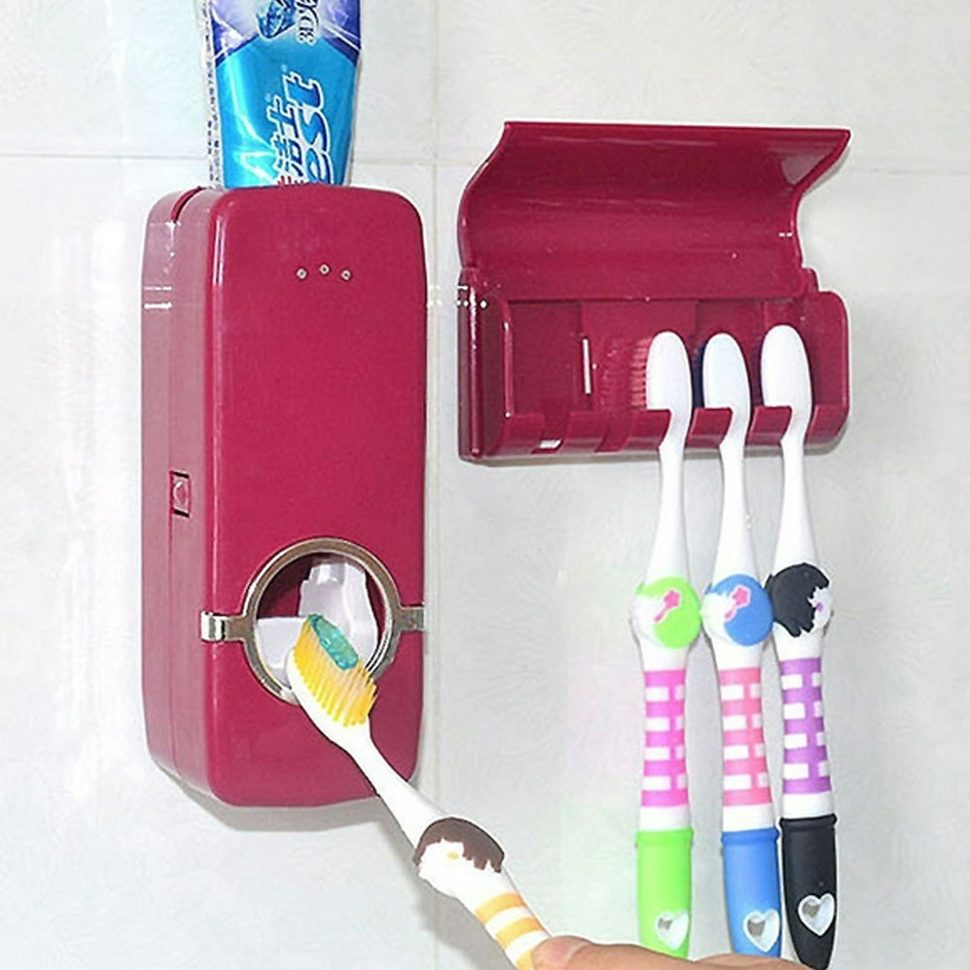 Soporte ligero de lujo para cepillo de dientes, dispensador automático de  pasta de dientes, montado en la pared, sin perforaciones, colgador de  cepillo de dientes para niños, almacenamiento - AliExpress