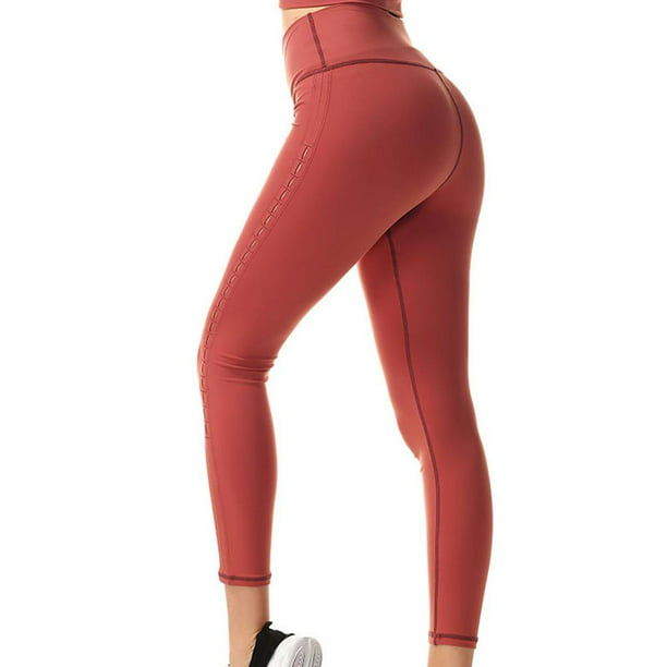 1 pieza de mallas de compresión transpirables para mujer, mallas de yoga  para gimnasio, color rojo rojo Yuyangstore Leggings deportivos