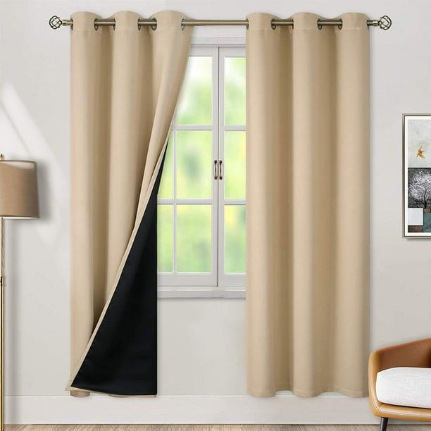 Paneles de cortinas opacas con pestaña de velcro para exteriores, color  beige, 52 pulgadas de ancho x 84 pulgadas de largo, aislamiento térmico