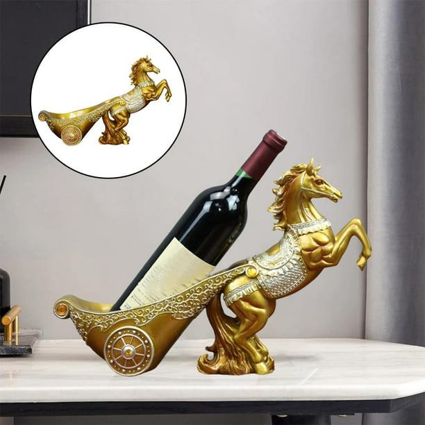 Juego de 2 botelleros dorados, soporte para botellas de vino