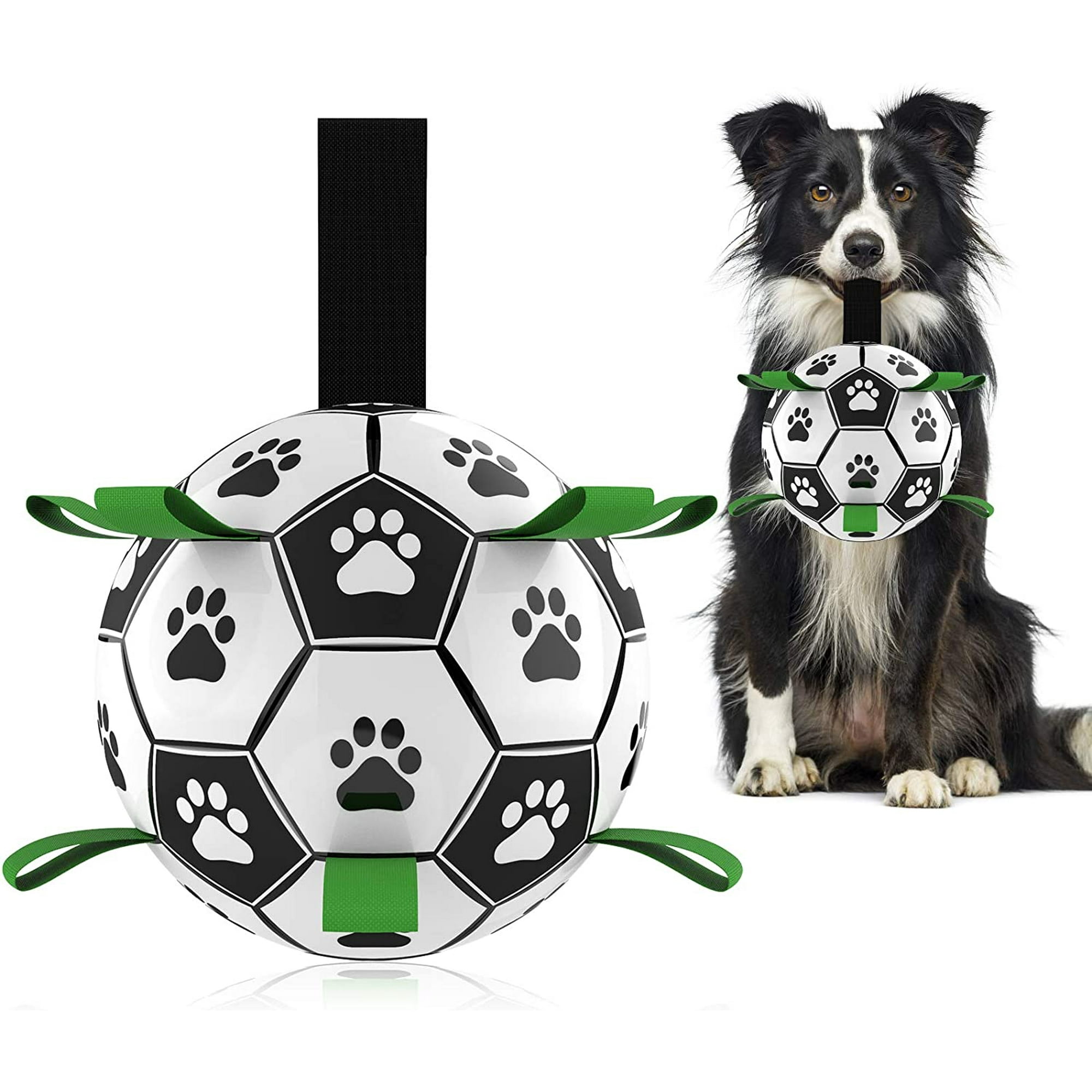 Pelotas para perros, juguete interactivo de fútbol: juguetes para perros  con correas de agarre y pestañas para alegres y divertidos, juguete de agua