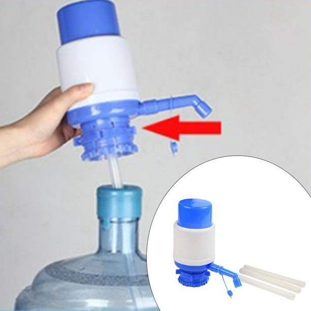  Bomba de botellas de agua manual para botellas de agua, bomba  de agua potable fácil, dispensador manual de prensa manual fácil portátil,  bomba de agua, azul, 1 unidad : Herramientas y