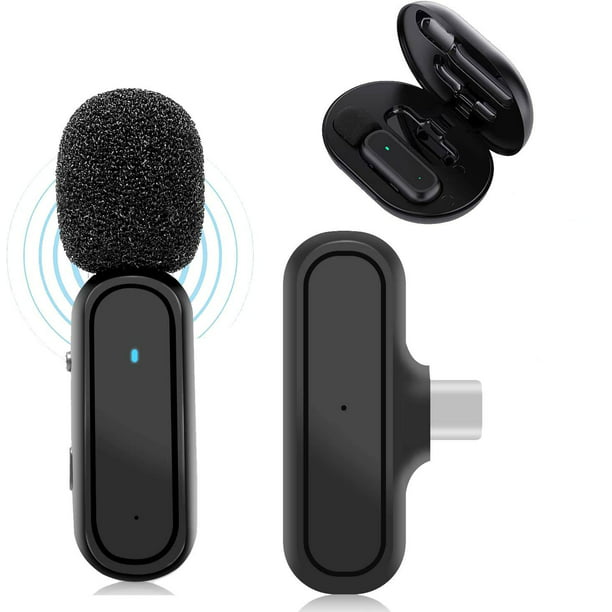 Micrófono inalámbrico para Android y iPhone iPad, grabación de micrófono de  solapa inalámbrico tipo C con reducción de ruido JFHHH pequeña