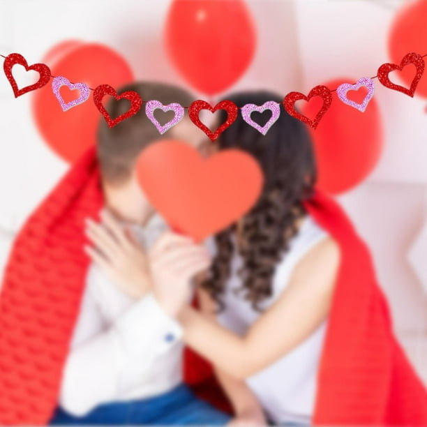  Decoración del día de San Valentín, día de San Valentín, juego  de decoraciones del día de San Valentín, estrella de corazón rojo,  lentejuelas, globo, colgante, día de San Valentín, romántico, boda, 