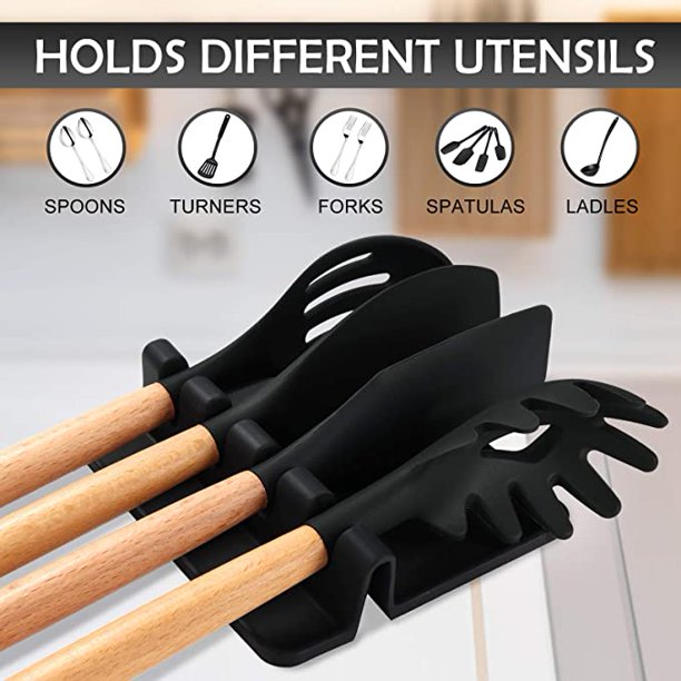 Set de Utensilios de Silicona Cucharones Espátula Pinza Color Negro -  Promart