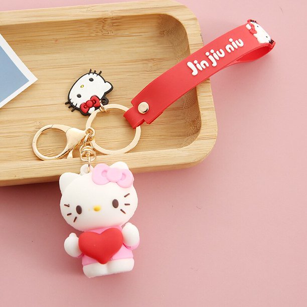 Kawaii Anime Sanrio Hello Kitty Keychain Cute Pendant Holder Car