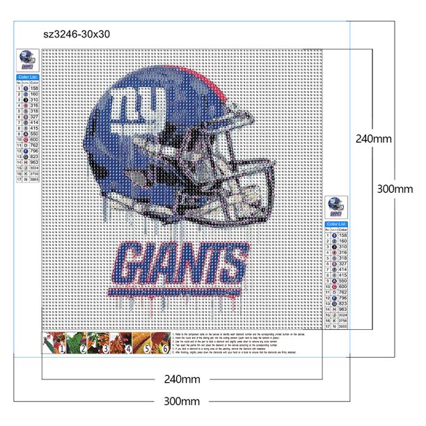 NY Giants Football Helmet - 5D Diamond Painting 