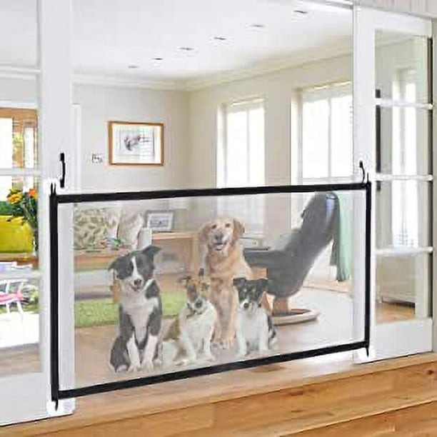 puertas para perros para puertas con valla de seguridad portátil que se  instalan fácilmente en cualquier lugar, puertas para perros en interiores  con, 71 x 29 pulgadas