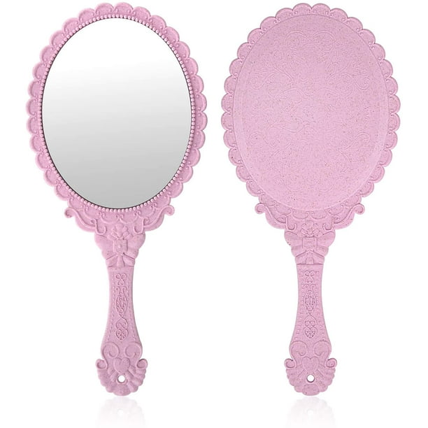 Espejo de mano retro de 16 piezas espejo de mano vintage bonito espejo de  mano ovalado decorativo con asa espejo de viaje compacto espejo de  maquillaje para niñas negro verde morado rosa