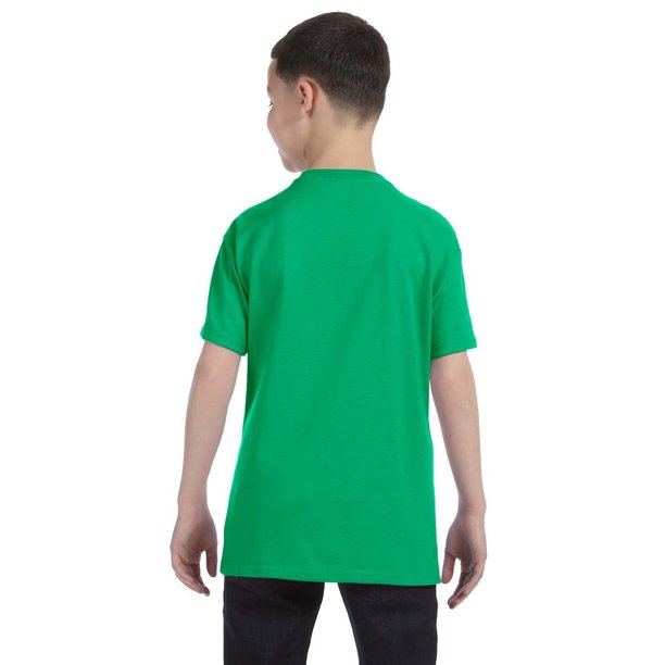 Camiseta básica de manga corta verde niño