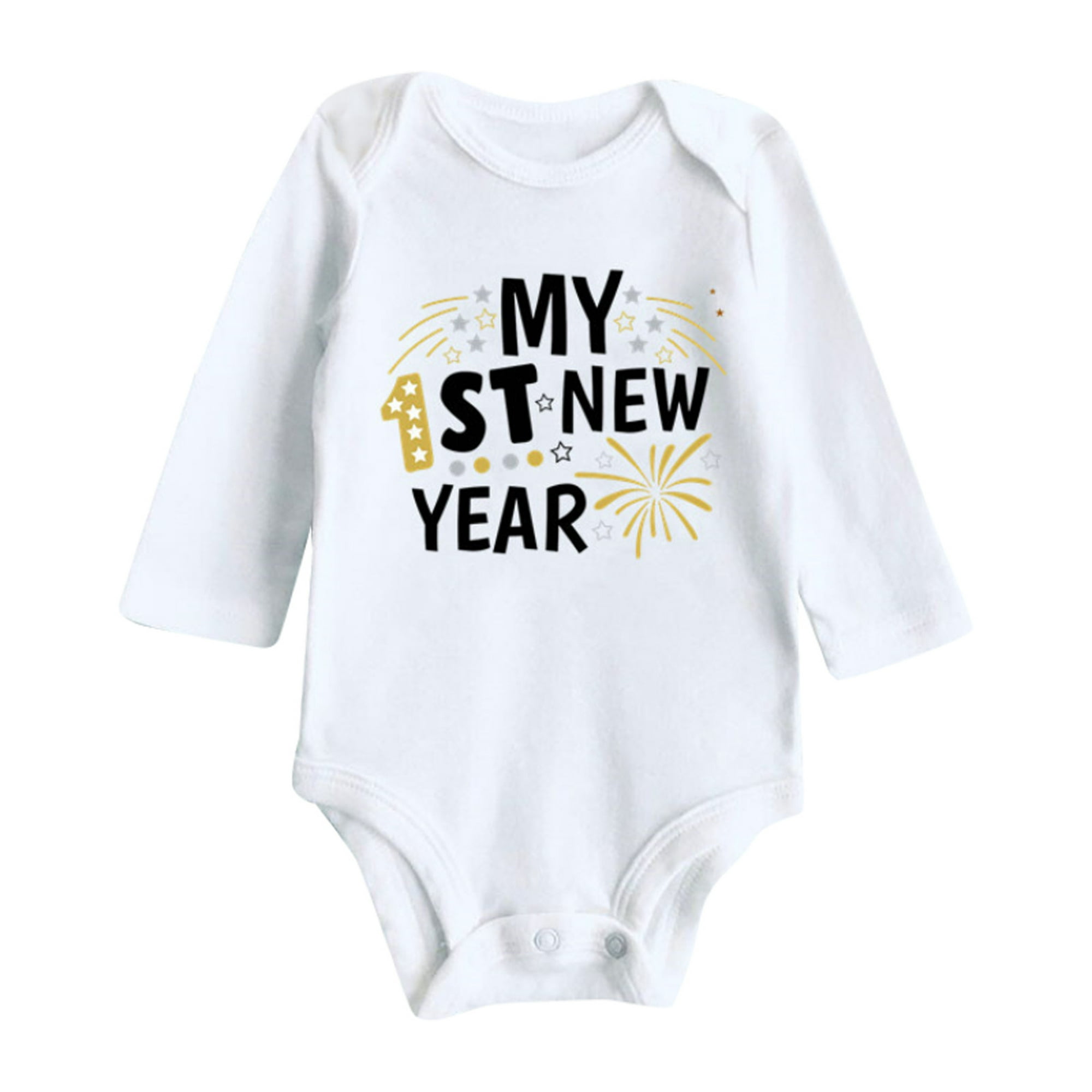 Gibobby Mameluco para niña Mi primera ropa de Año Nuevo para recién nacido,  bebé, niño y niña, trajes de Año Nuevo, conjunto de mono con estampado de