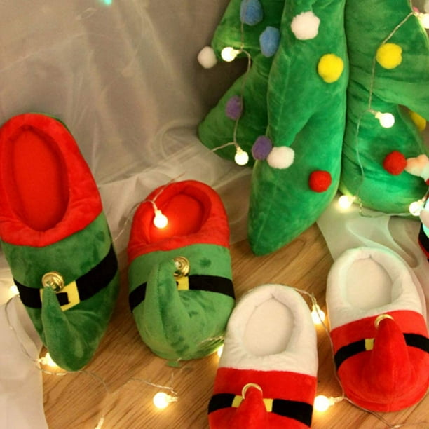 Pantuflas de felpa, pantuflas de duende navideño con campana, pantuflas  navideñas para niños y adult JFHHH pequeña