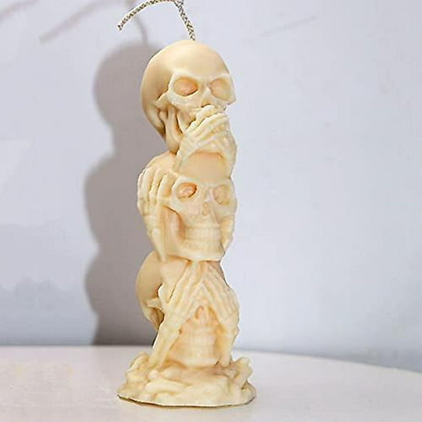 Moldes para velas de calavera, moldes para velas de esqueleto de Halloween para  hacer velas, moldes de calavera 3D de resina, moldes de caramelo para  suministros de fiesta (blanco 1 pieza) TUNC