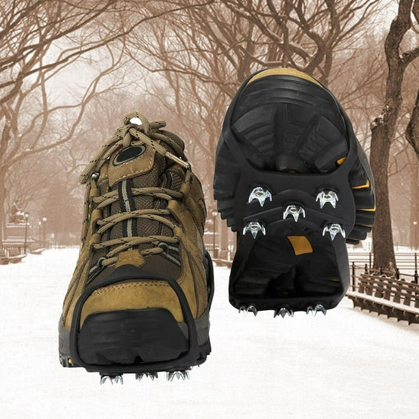  INOOMP 4 crampones, tacos de hielo para zapatos y botas al aire  libre de acero inoxidable antideslizante, tacos de hielo para caminar,  senderismo, nieve y hielo, para zapatos de 34 a