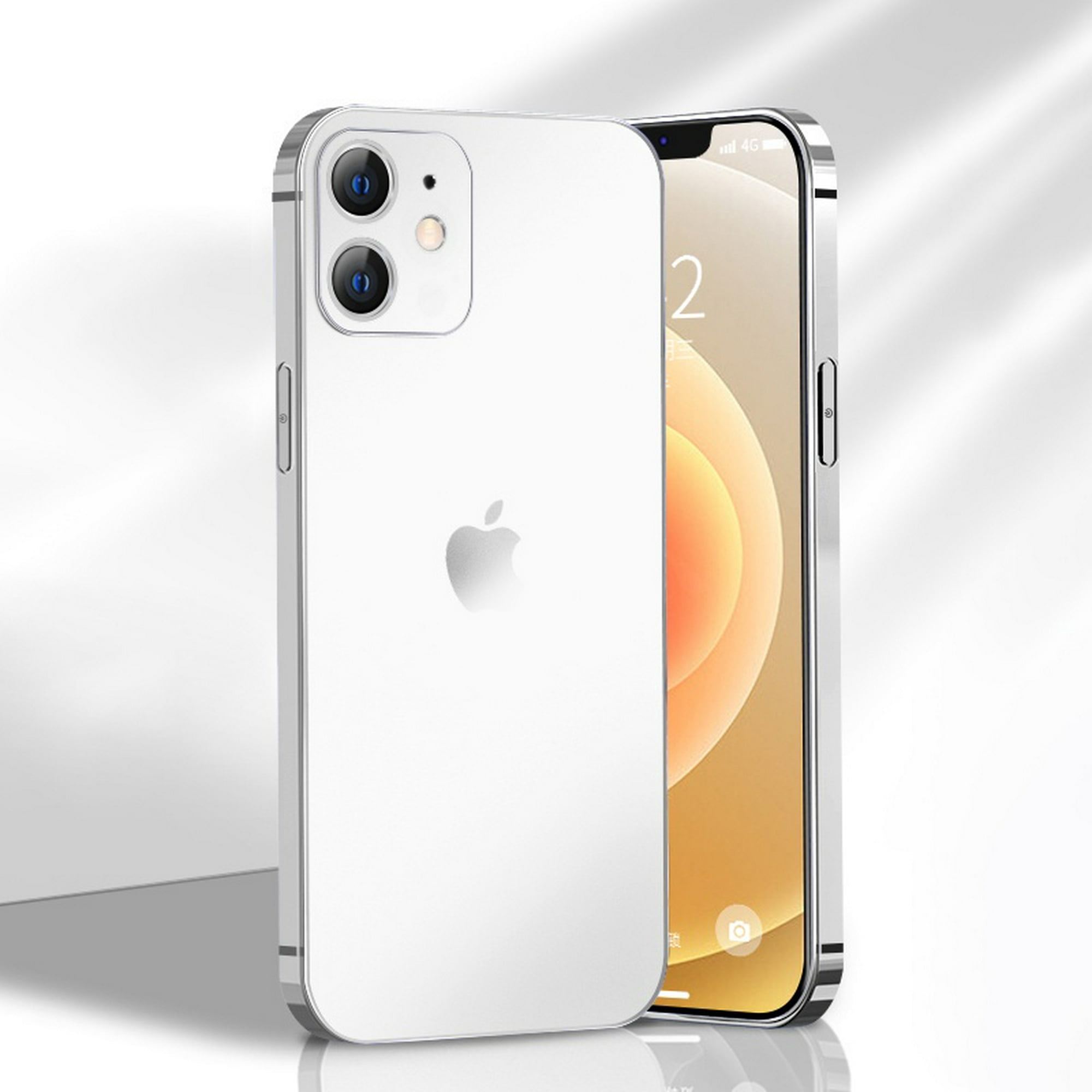 Funda Para iPhone 13 Pro Max Cuadrada Blanco Dorado Delgada