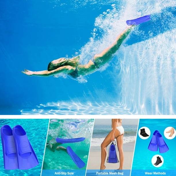 Aletas de natación cómodas aletas cortas de silicona de estilo libre equipo  de natación para adultos