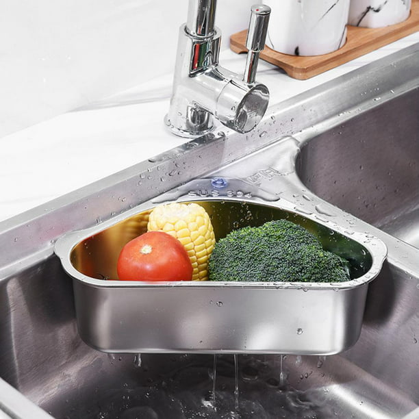 Colador Fregadero Colador triangular de acero para fregadero, rejilla de  drenaje para frutas y verduras (plata) Likrtyny Libre de BPA