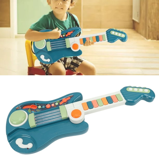 Juguete de guitarra eléctrica Multifuncional plegable para niños Guitarra  Piano Música Iluminación Juguete azul