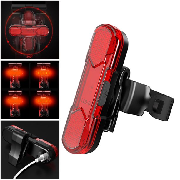 Luz Trasera para Bicicleta Recargable USB, Super Brillante Rojo