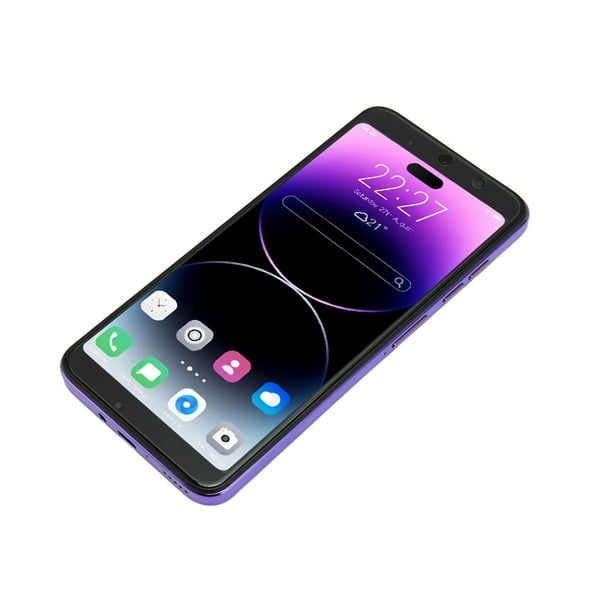 Teléfono celular I14 Pro Max de 6,1 pulgadas para teléfono inteligente  Androd 11.0 4GB 64GB con batería de 7000mAh 100‑240V Premio morado  américaine