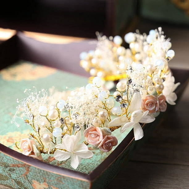Diadema de flores artificiales, corona de flores, corona de flores, tocado  de flores, accesorios de tiara de flores, banda para el pelo nupcial