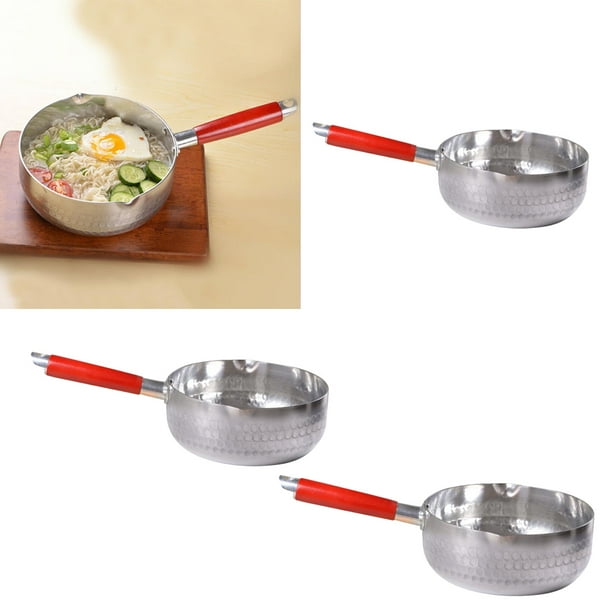 Cacerola de aluminio con tapa de vidrio, cacerola con boquilla, sartén  antiadherente para salsa de leche, olla para salsa, utensilios de cocina  para