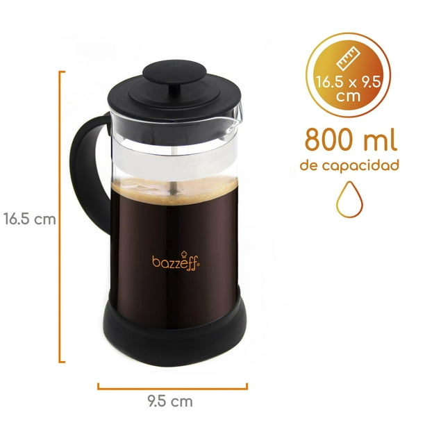 Cafetera Vidrio Acero Inoxidable Prensa Francesa 800ml Negra