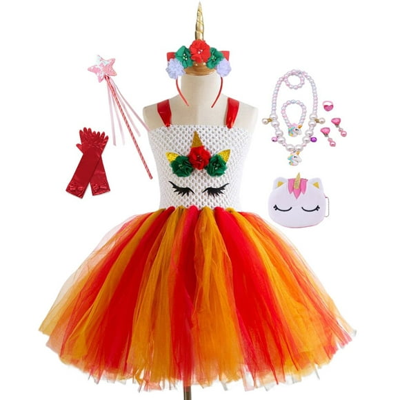 vestidos de tutú de unicornio para niñas disfraz de unicornios con diadema fiesta de cumpleaños vestido de tul de princesa trajes de cosplay de halloween para niños 45t gao jinjia led