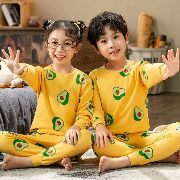 Pijamas de manga larga para niños y niñas, ropa de dormir de
