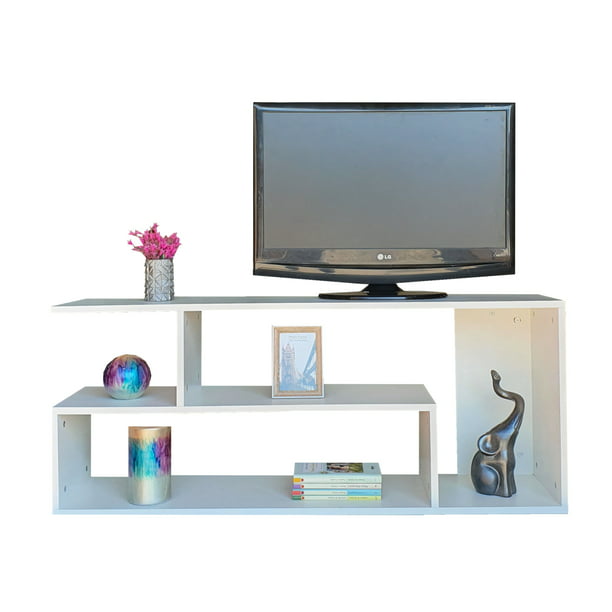 Mueble para TV. Minimalista, Moderno, Hermoso Y Elegante (Blanco Absoluto)  DECOMOBIL TVG-120X60-BA