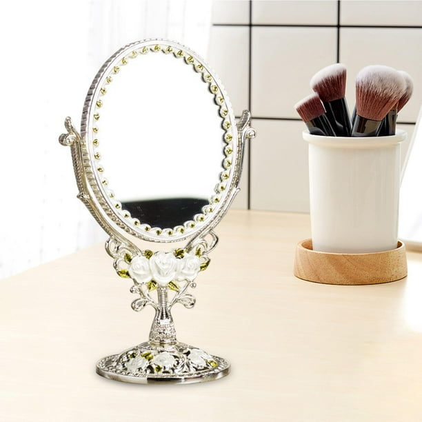 Espejo de tocador para tocador de metal, espejos vintage, espejo cosmético  de escritorio, espejo de mano, soporte de tocador, espejo de escritorio