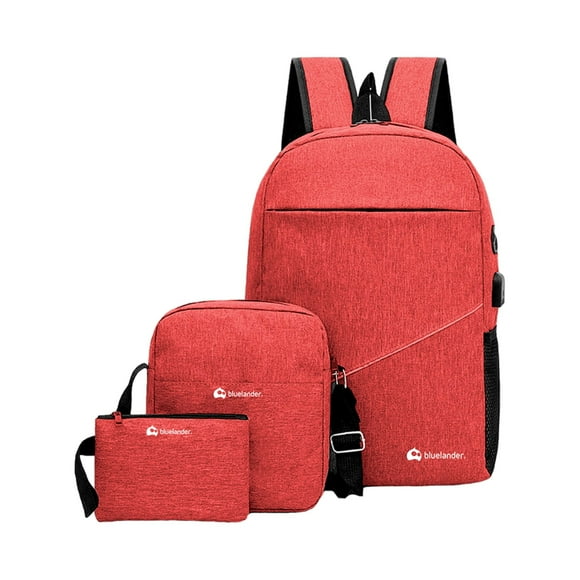mochila antirrobo de 3 piezas para laptop bluelander rojo