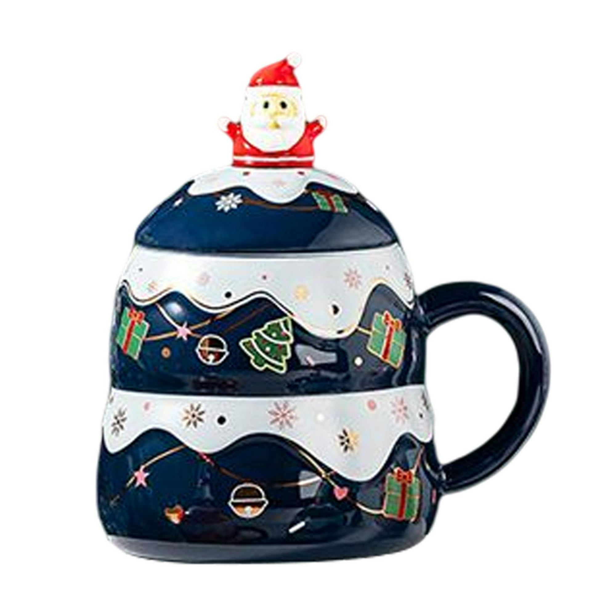  Taza, 2 tazas de Navidad para la oficina, taza de café de  cerámica, decoración de cerámica, taza de café de Papá Noel, lindas tazas  de Navidad, taza de agua de mano