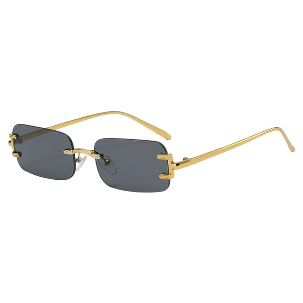 Gafas de sol sin montura de Gafas transparentes decorativas Hip Hop Estilo retro negro y dorado Gafas de sol sin montura | Walmart en línea