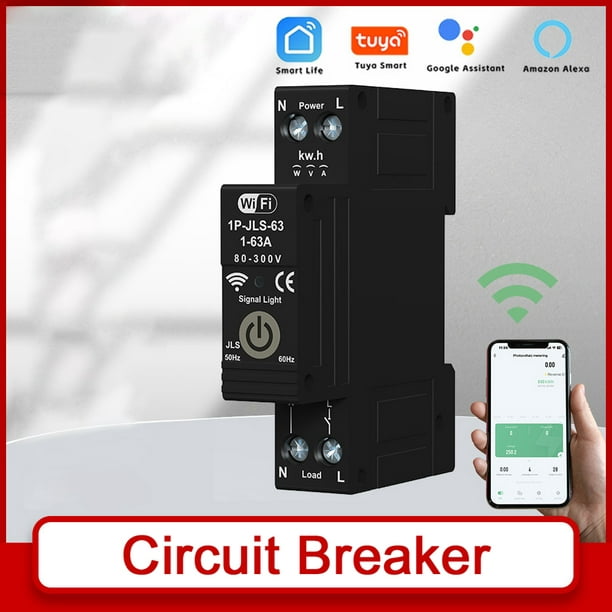 Disyuntor de carril DIN Interruptor WiFi inteligente Control remoto de  teléfono móvil 3 modos de sincronización para electrodomésticos Disyuntor  de
