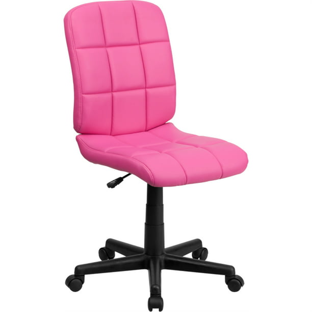 Silla de oficina operativa giratoria de vinilo acolchado rosa con respaldo  medio Flash Furniture GO-1691-1-PINK-GG
